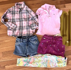 Lot of Girls Sz 5 Clothing Tops Jean Shorts, Polo, Gap, Lands End - Picture 1 of 8