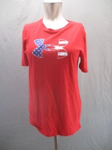 Under Armour Size XL Girls Red Cotton Blend Short Sleeve Long Athletic Top 205 - Picture 1 of 9