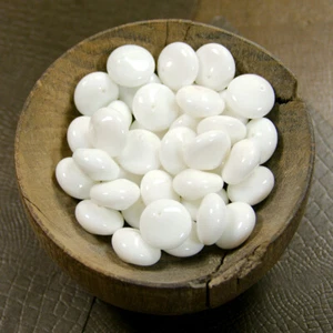 38pcs Glossy Solid White Glass Oblate Beads Loose Lumpy Saucer Rondelle (15mm) - Picture 1 of 2