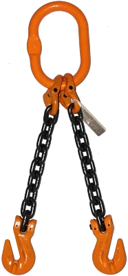 3/8" x 20 ft Double Leg Chain Sling Grade 100 Grab Hooks Spreader D Ring Oblong - Изображение 1 из 2