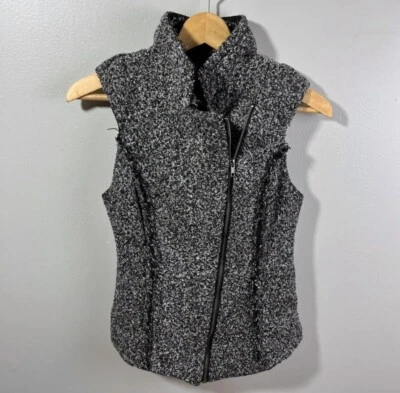 Miss Me Gray Sherpa Asymmetrical Zip-Up Vest Women's S - Image 1 of 4