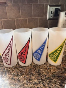 8 Vintage 1960s Southwest Conference NCAA Team Frosted Glass Tumblers Highball - Picture 1 of 5