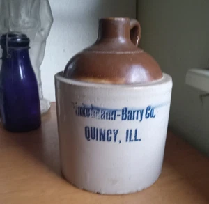 QUINCY,ILL PINKELMANN BARRY CO SELTEN FRÜH 1900 GEMISCHTWARENLADEN ADV STEINZEUG KRUG - Bild 1 von 9