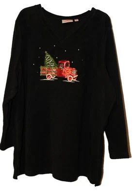 Christmas sweatshirt sequenced red truck by the Quacker Factory 3/4 Sleeve - Image 1 of 4