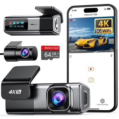 Navycrest 4K Dash Cam Front and Rear with 64GB Card Built in 5G WiFi Dash Camera - Image 1 of 4