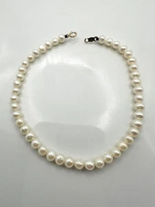 14k yellow gold clasp 4.5mm freshwater Pearl bead bracelet 8” - Picture 1 of 6