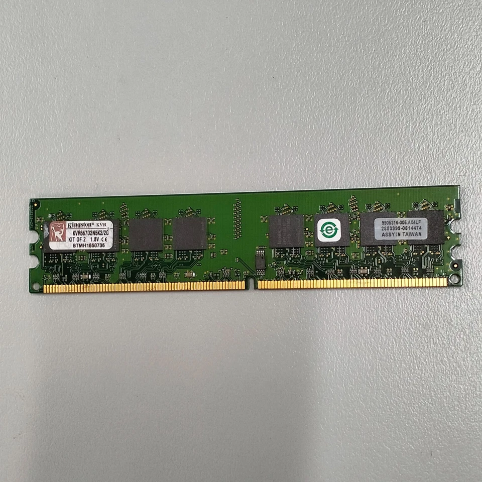 Kingston 1GB DDR2 SDRAM CL5 PC2-5300 667MHz non-ECC Unbuffered KVR667D2N5K2/2G - Image 1 of 4