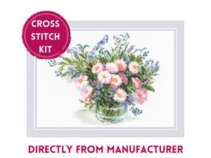 RIOLIS Counted Cross Stitch Kit 2277 Gentle Daisies - Pastel Floral Bouquet - Bild 1 von 9