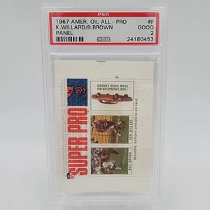 Francobolli AMOCO NFL Super Pro 1967, Bill Brown/Ken Willard "F" PSA 2 - Buoni - Foto 1 di 4