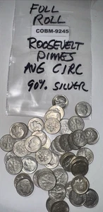 CIRCULATED ROLL (50 Coins) Roosevelt 90% Silver Dimes / Average Circ.  COBM-9245 - Picture 1 of 7
