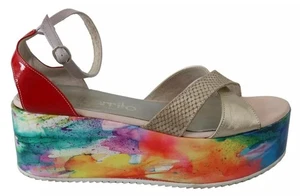 EBARRITO Multicolor Cuero Tira en Tobillo Sandalias con Cuña Mujer Zapatos - Imagen 1 de 6