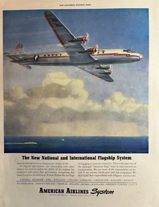 Avión insignia internacional nacional American Airlines System 1945 anuncio impreso de colección - Imagen 1 de 1