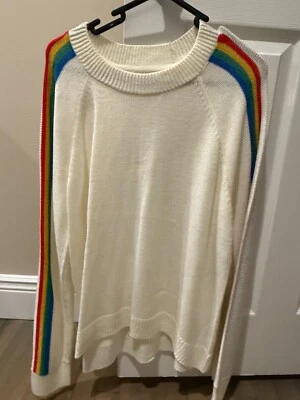 Отличный женский свитер Charlotte Russe Cream Rainbow Pride размер большой акрил - Изображение 1 из 4