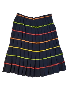 Liz Claiborne Womens Size 14 Skirt Navy Colorful Striped Pleated Knee Length - Picture 1 of 5
