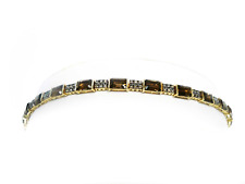 14kK Levian Smoky Quartz Cognac Diamond Link Bracelet 7" long