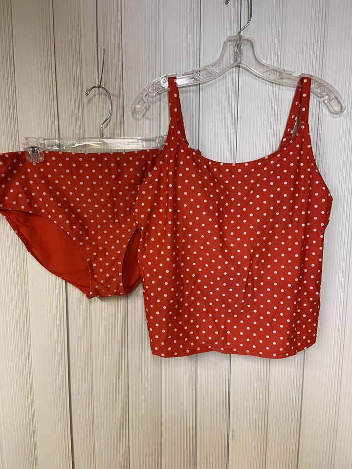 Купальник-танкини Basic Edition 2 Pce, размер 14, красный в горошек, Adj. Ремни, мягкие - Изображение 1 из 4