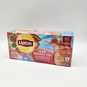 Lipton Family Herbal Iced Tea Bags, Strawberry Watermelon, Caffeine Free, 16 ct