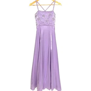 Alyce Designs Lavender Beaded Formal Gown 4 Iridescent Organza  Applique Prom - Picture 1 of 11