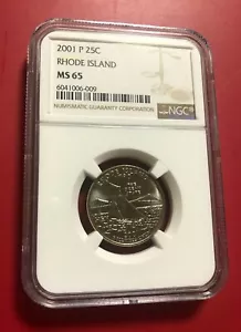 2001 P 25 CENTS RHODE ISLAND NGC MS 65 - Picture 1 of 2
