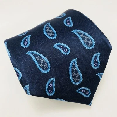 Corbata de cuello LANVIN 61L azul y plata larga de seda cachemira para hombre - Hecha en Francia Foto 1 de 4