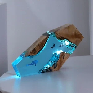 Resin Bedside Lamp Handmade Diving Desk Decor for Men Resin Night Light Diver... - Picture 1 of 2