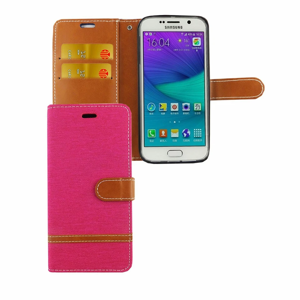 Phone Case for Samsung Galaxy S6 Edge Case Wallet Cover 360 Case Pink - Image 1 of 3