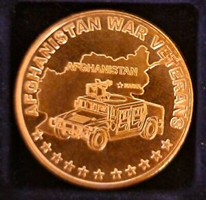 Afghanistan War Veterans 1 AVDP Oz .999 Pure Copper Round BU SHIPS FREE