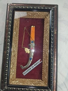 Moroccan Khanjar Handmade Daggers Engraved Brass Coral Handle Decor - Picture 1 of 2