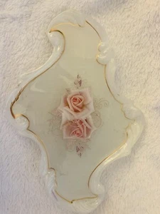 Schmuck Tablett ausgefallen Handarbeit Schmuck Ohrring Aufbewahrung Halter weiß rosa Perle Kunst - Bild 1 von 7