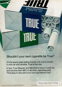 1972 Vintage Print Ad Shouldn't your next cigarette be True? Of the twenty brand - Picture 1 of 2