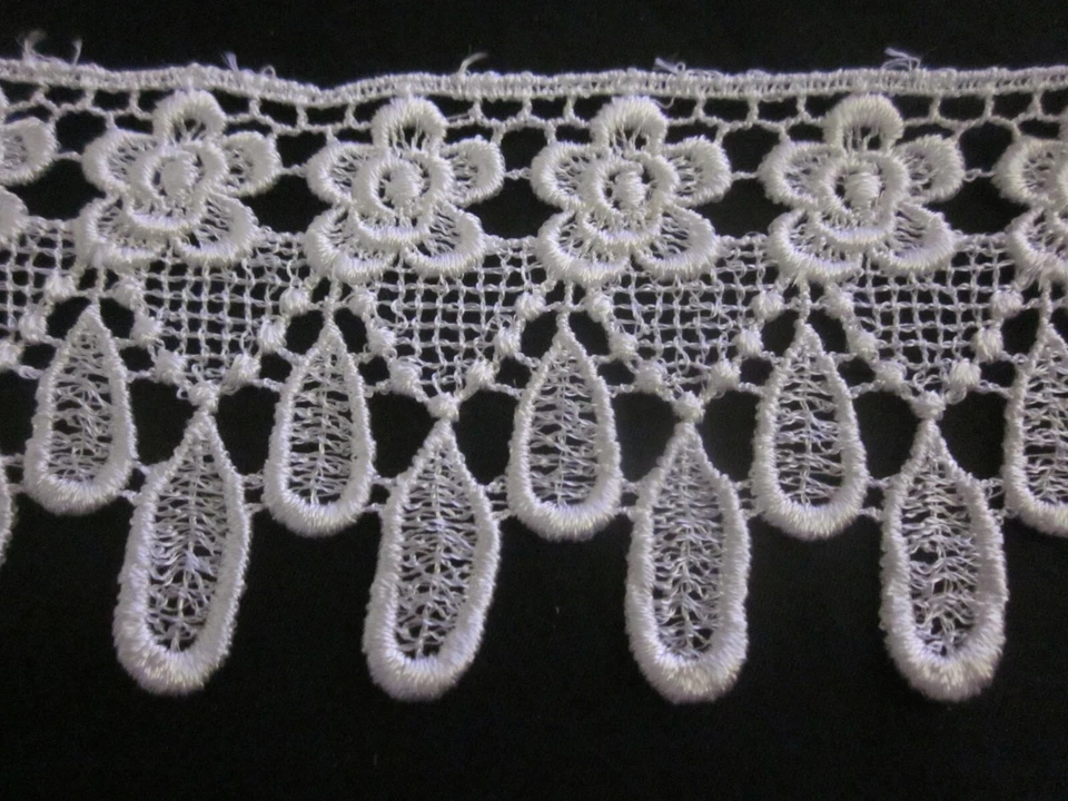 3 yardas 23" Blanco 2 3/4" Floral Gota Veniza Encaje Venecia Foto 1 de 1