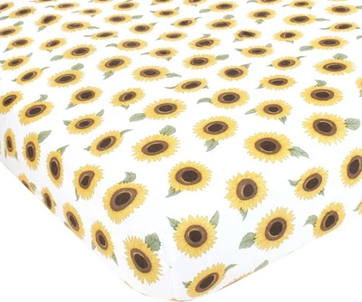 Hudson Baby Unisex Cotton Fitted Crib Sheet, One Size, Sunflower  - Image 1 of 2