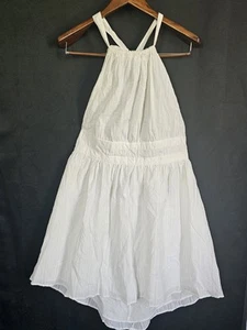 NWT Womens Mini Halter Dress Fit & Flare Back Tie Cotton White XXL Clean Girl - Picture 1 of 11