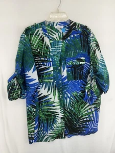Plus Size 2X Calvin Klein Women's Print Tunic Roll Tab Sleeve Blouse - Picture 1 of 9