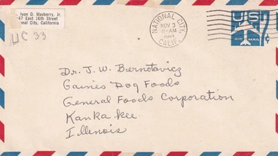 US National City California 1961 to Kankakee Illinois Air Mail cover SA65 - Image 1 of 2