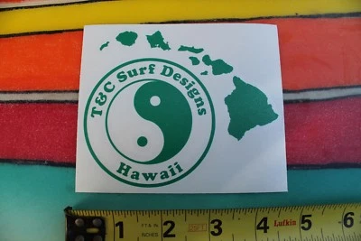T&C Town & Country Surf Designs Hawaii Islands Aloha Green Surfing Window DECAL - Image 1 of 3