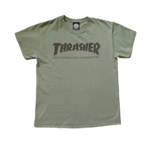 Vintage Thrasher T Shirt Mens Medium Olive Green Skateboarding Magazine Logo - Picture 1 of 13