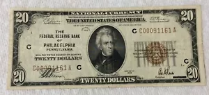 1929 $20 National Currency in VF Circulated Condition - Picture 1 of 2