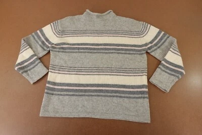 NY&Co Women's Size Medium Gray Striped Wool Blend Crew Neck Pullover Sweater New - Image 1 of 4
