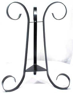 VINTAGE WROUGHT IRON METAL ART TOPSY TURVY METAMORPHIC GARDEN STAND POT HOLDER - Picture 1 of 4