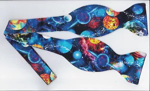 Outer Space Bow tie, Blue Planets & Stars, Galaxy, Astronomer, Self-tie Bow tie - Picture 1 of 7
