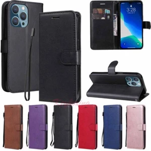 For iPhone 16 Pro 15 14 13 12 11 XR SE 7 8 Plus Wallet Stand Leather Case Cover - Picture 1 of 43
