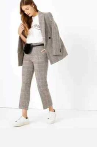 £35 Marks & Spence Ladies EVIE 7/8th Checked STRAIGHT Leg Trousers Size 12 Short - Picture 1 of 8