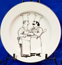 Epoch Le Restaurant Salad Desert Plate 8" Two French Chefs Talking To Each Other