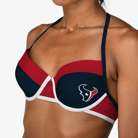 Forever Collectibles NFL Women's Houston Texans Team Logo Swim Suit Bikini Top Cover
