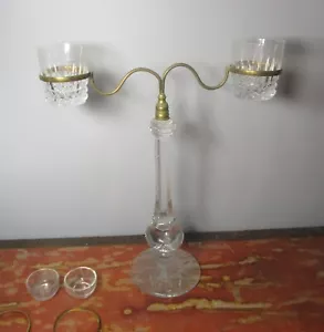 Antiguo candelabro INGLÉS de cristal cortado de la era victoriana CRICKLITE -- como está - Imagen 1 de 9