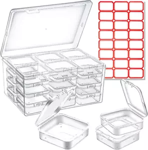 25 Pack Small Plastic Beads Storage Containers Box, Clear Bead Organizer Case wi - Picture 1 of 12