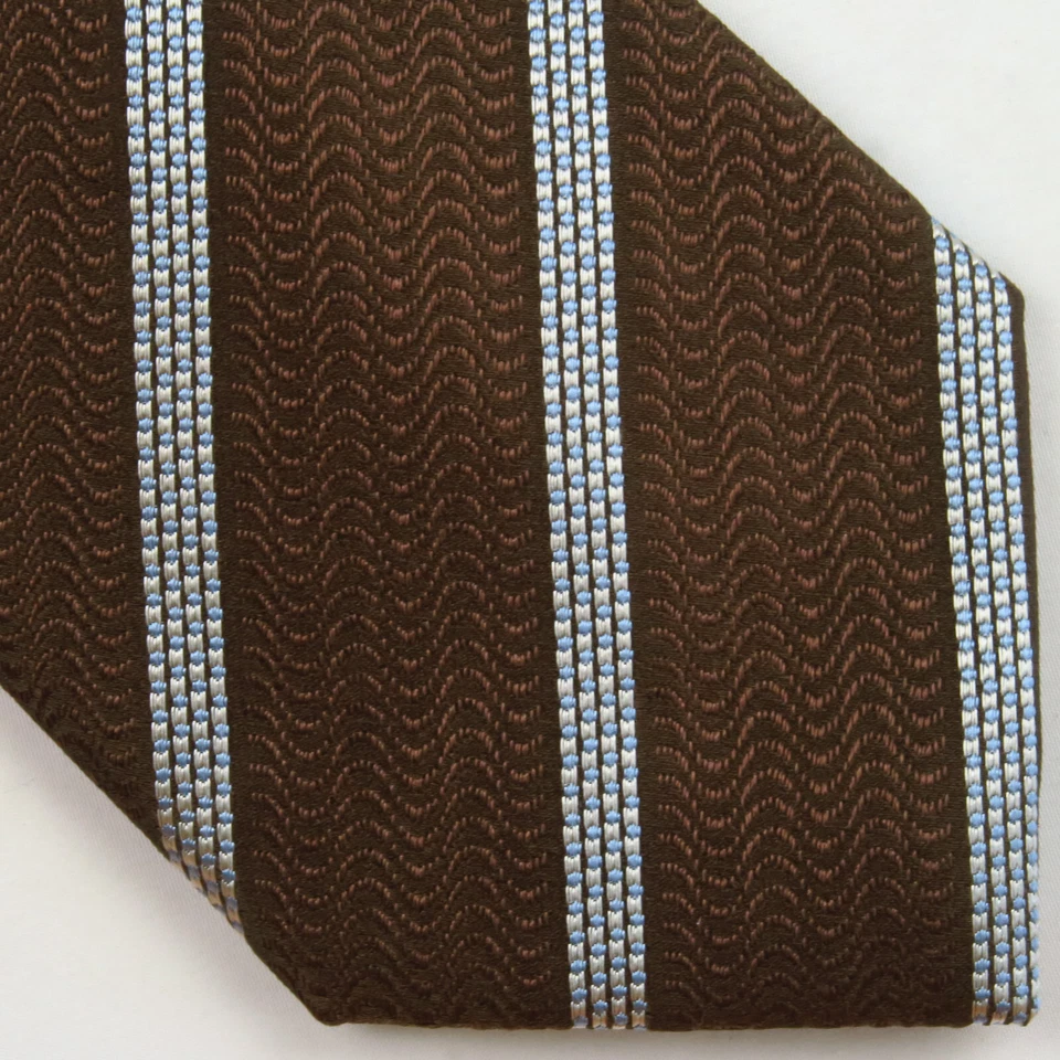 Corbata T. HARRIS London Bronce/Marrón Blanco Rayas Diagonales Para Hombre 58x3.5 Preppy Foto 1 de 4