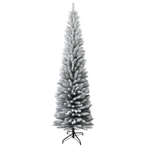 Snow Covered Christmas Tree Slim Pencil Artificial Bushy Pine XMAS HomeDecor 4FT - Picture 1 of 11