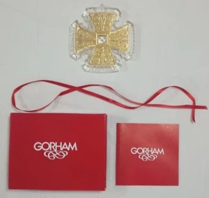 Gorham Lead Crystal & Gold Cross Christmas Ornament w/Orig Box 1992 Germany C526 - Picture 1 of 6